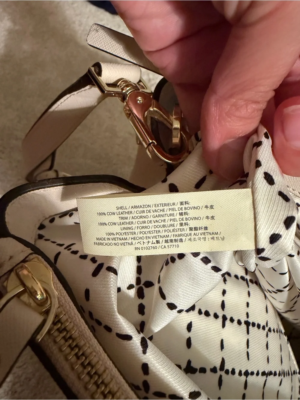 Kate Spade Pebbled Leather Satchel in Light beige